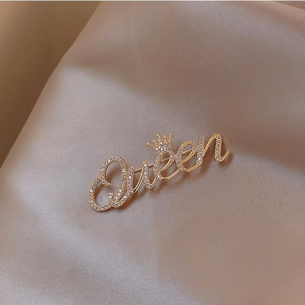 Ghyt Rhinestone Queen Crown Brosch För Kvinnor Fest Casual Brosch Smycken Pins Present, 1st-guld