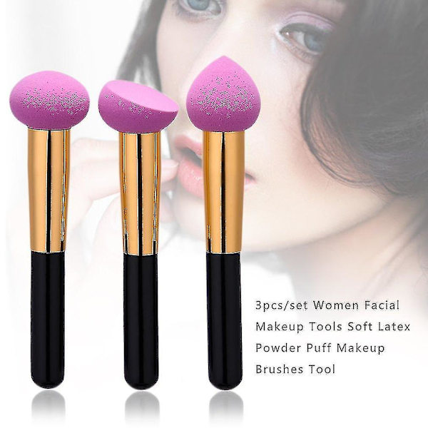 3 st/set Kvinnors Ansiktsmakeup Verktyg Mjuk Latex Puder Puff Makeup Borstar Verktyg