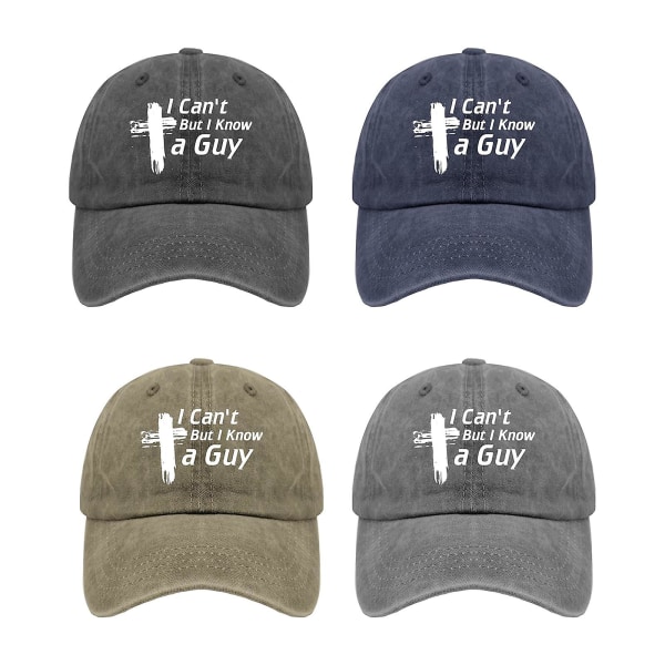 I Can't But I Know A Guy Christian Cross Hat for Herre Vintage Dad Hat Dame（Grå）