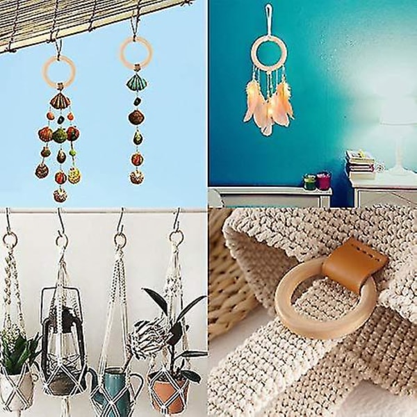 10 st Macrame Träringar 70 mm/2,7 tum Solida Stora Träringar för DIY-Hantverk Hängande Kopplingar Smyckestillverkning