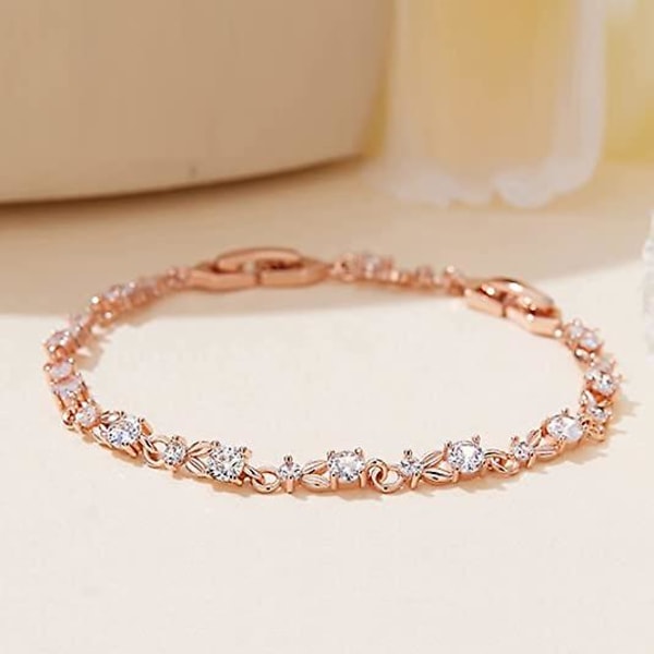 Lyxigt smalt roséguldpläterat armband med gnistrande 5 stilar Cubic Zirconia stenar att välja på