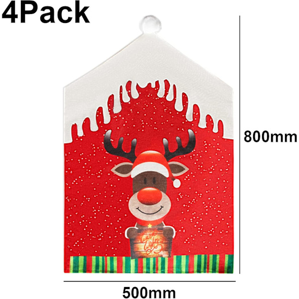 Julstolsöverdrag 4-pack Tyg Lägg Till Stolsöverdrag Juldekoration Passar Alla Stolar Stolsöverdrag Möbelöverdrag