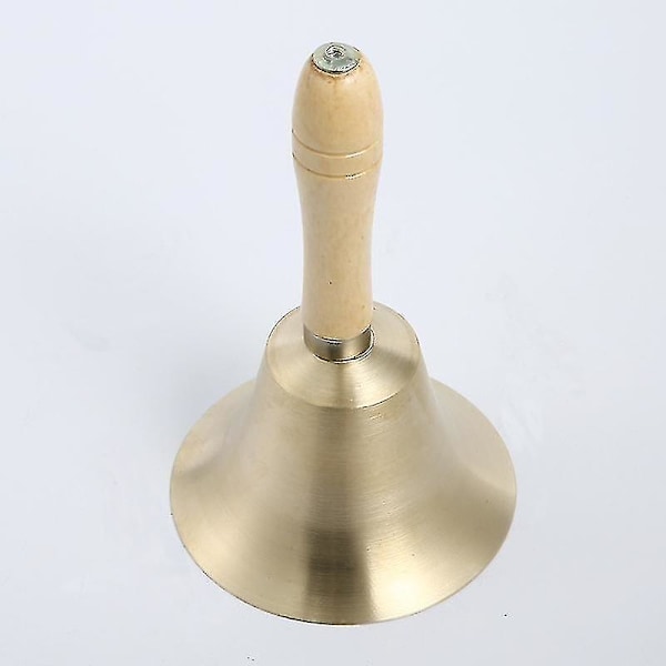 Handklocka med tydligt högt ljud, skolklocka, handhållen klocka, mässingsklocka handklockor med trähandtag, 1 st