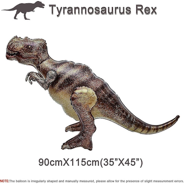 47\" T-Rex Dinosaur Uppblåsbar Ballon Dinosaurie Födelsedagsfest Tillbehör Dekorationer Jätte Tyrannosaurus Rex Dinosaurie Ballon Jumbo Livsstorlek Dinosaurie T