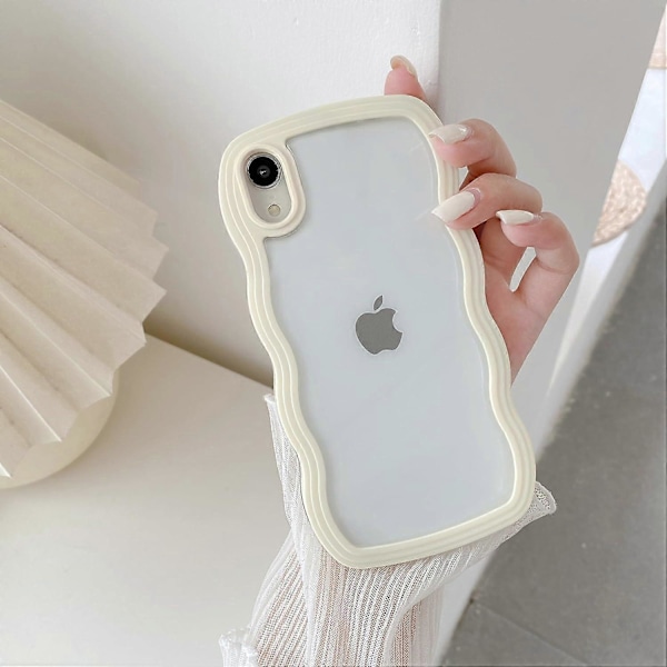Kompatibel med iPhone XR Skal, Söt Lockig Vågrams Klar Skal, Transparent Mjuk Silikon TPU Stötskydd - Gul
