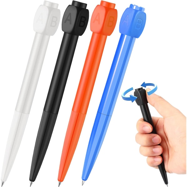Fidget Spinner Pen Fidget Pen Spinner med ABCD rotasjonshette（4PCS Blandet farge）