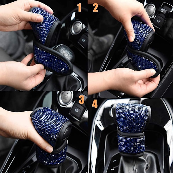 Mjuka sammetssätesbältes axelskydd med Bling Rhinestones Bil Bling Sätesbältesöverdrag för kvinnor, Crystal Handbromsskydd, Bling Ring Set 4 Pack Set Un