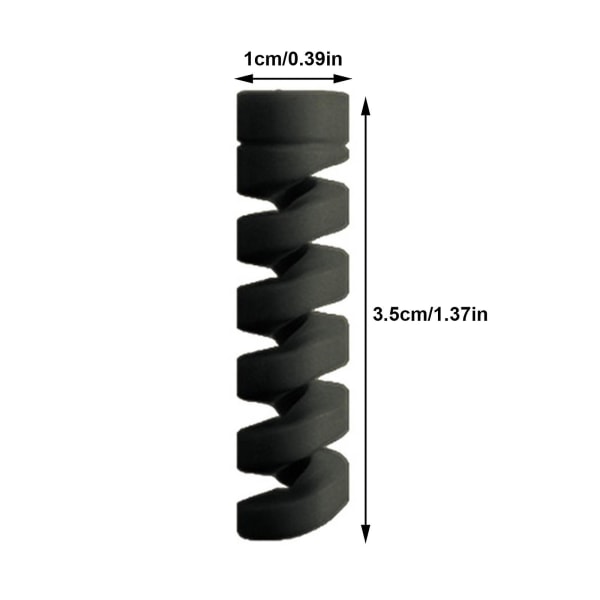 2x silikon spiralkabelbeskytter ledningsorganisering for telefondatalinje - Forhindre（svart）