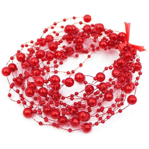 5 mm Faux Pearl Beads Garland Pearl Bead Roll Strand för bröllopsfest（Röd）
