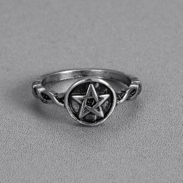 Amulettring Femspisset stjerneringbeskyttelse Gotisk ring for kvinner, jenter (gammelt gull)