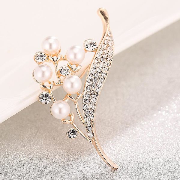 Kvinnor Simulerade Pärla Rhinestones Blomma Brosch Pins Legering Femme Bröstnål Halsdukar Spänne Smycken Dekorationer