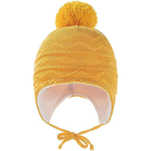 Nyfödda Beanie Hattar Varma Mössa Spädbarn Vinter Toddler Öronklaffar Stickad Hatt med Pompojke Sticka Flicka Omsorg