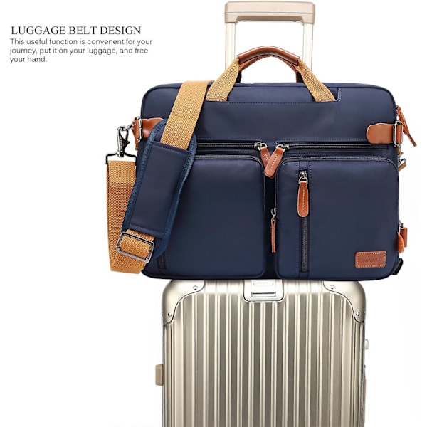 (Canvas Svart, 17,3 tum) Konvertibel Ryggsäck Messenger Bag Axelväska Laptopfodral Handväska Business Portfölj Multifunktionell Reseryggsäck Passar 17,3 tum