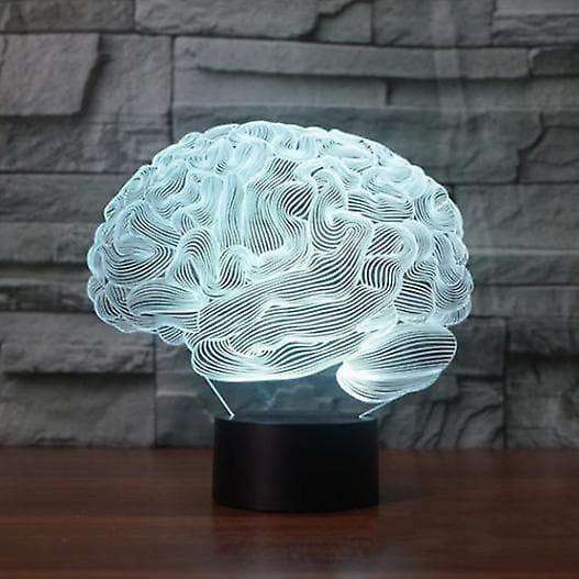 Hjerneform 3d Illusion Lampe 7 Farve Tryk Switch Akryl Skrivebordslampe
