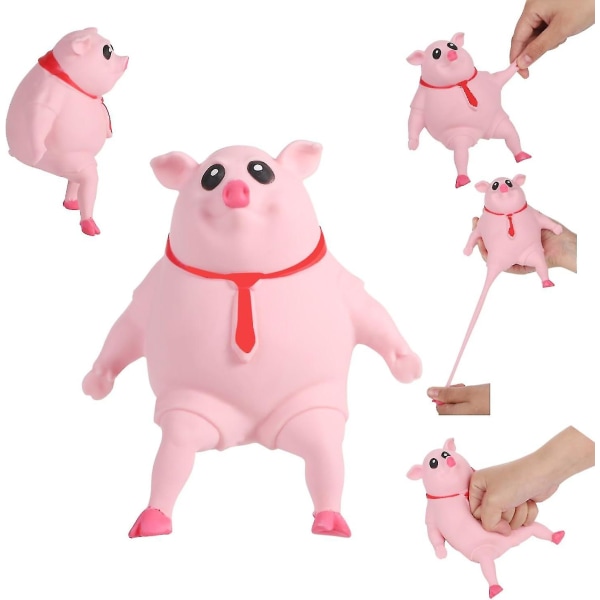 Pink Pig Dekomprimer og stræk Stress Gris Klem Piggy Stress Relief Funny Animals Legetøj - Snngv