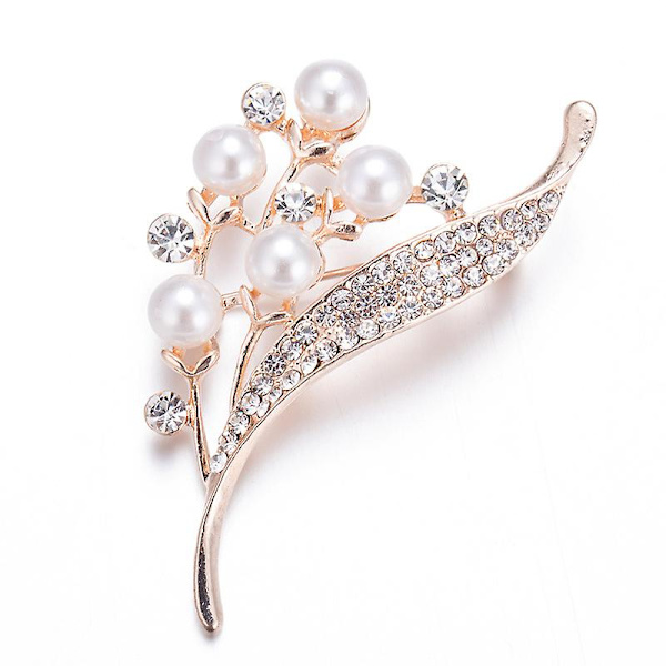 Kvinnor Simulerade Pärla Rhinestones Blomma Brosch Pins Legering Femme Bröstnål Halsdukar Spänne Smycken Dekorationer