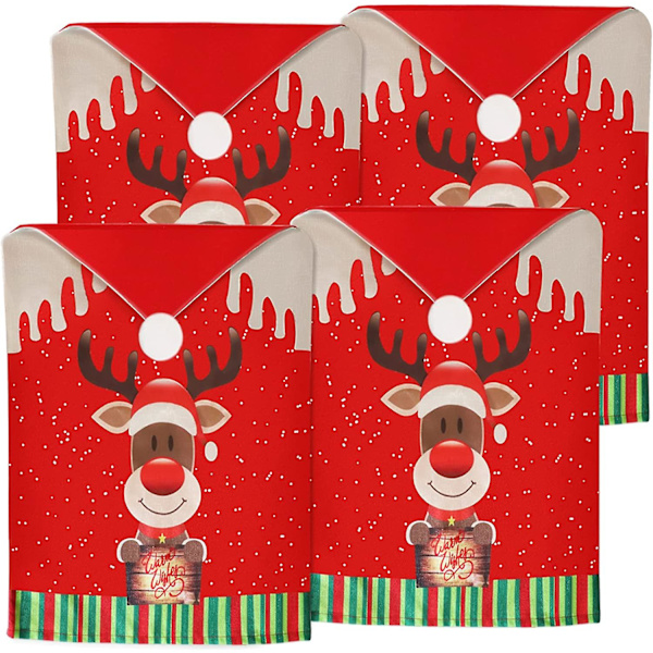Julstolsöverdrag 4-pack Tyg Lägg Till Stolsöverdrag Juldekoration Passar Alla Stolar Stolsöverdrag Möbelöverdrag