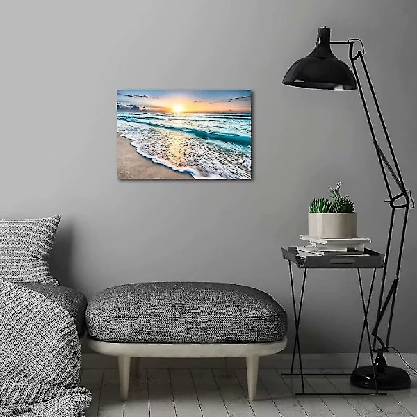 Strandduk Canvas Väggkonst Blå Hav Stjärnfiskar Naturbild Strand