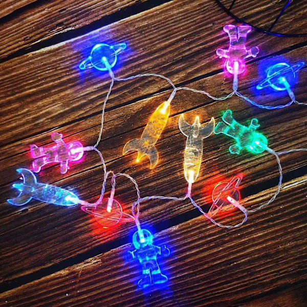 Led Rymd Astronaut Raket Rymd Burst Ball Batterilampa String Hem Sovrum Dekorativ Lampa Flerfärgad