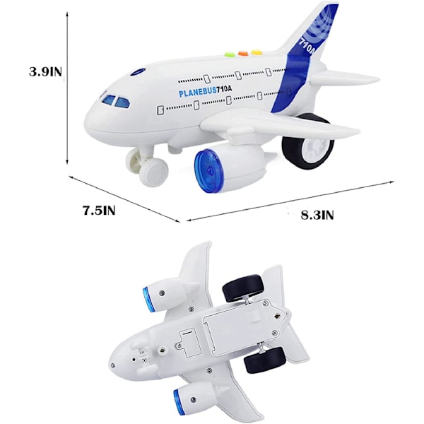Flygplansleksaker för småbarn, friktionsdriven leksaksflygplan för barn, 1:200 skala flygplan med blinkande ljus och ljud för pojkar och flickor, leksaksfordon