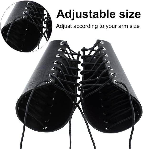 2-pack läderarmskydd, medeltida rustning handledsskydd handledsskydd för män kvinnor (gul)