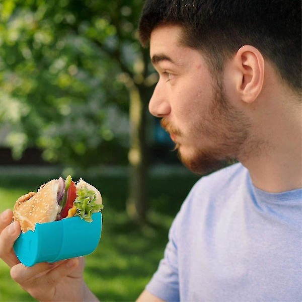 Återanvändbara Hamburgerbröd Fixerat Fack Sandwich Burger Buddy Hållare (Blå)