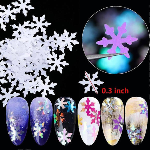 12 Färger Julnagelkonst Glitter Snöflingor Nagelsmycken 3D Nagelsmycken Dekaler Holografiska Laser Nagelflingor Dekaler Akrylnaglar Design Glitter X