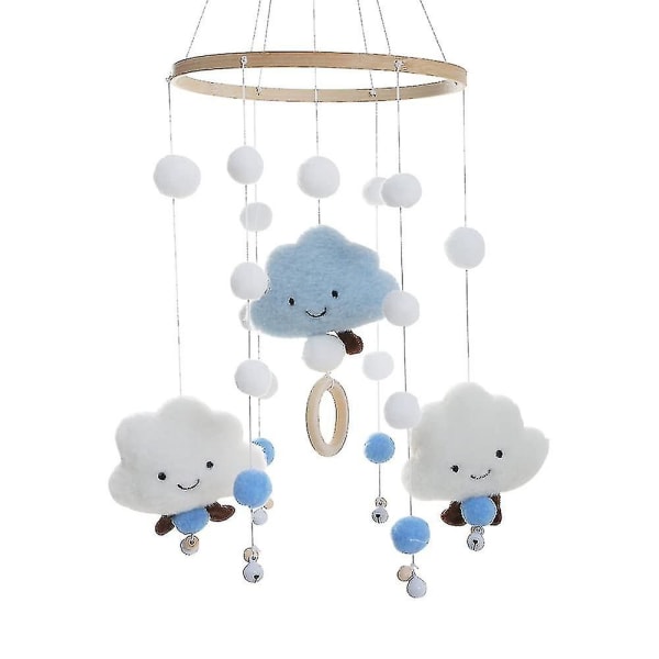 Bell Legetøj Baby Crib Mobil, Cloud Filt Bolde, Træ krybbe dekoration dreng og pige