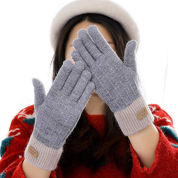 Vinterhandskar för kvinnor, Touchscreen-stickade varma handskar, elastiska varma fleece-handskar med halkfritt grepp för arbete, löpning, skidåkning, cykling