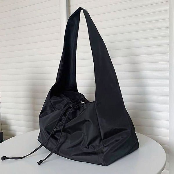 Handväska Överdimensionerad Damväska Nylon Hink Mode Solid Dragkedja MJUK Axelväska Handväskor och Handväskor Lyx Designer Svart Tote Bag（Svart）