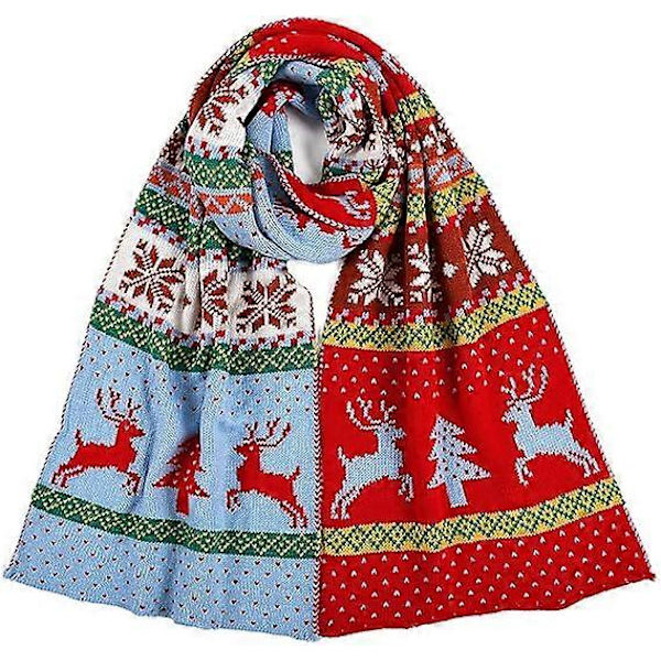 Halsduk för kvinnor, höst och vinter, kall, julröd, tjock stickad, randig, snöflinga, ren, träd, jacquard, varm, mjuk, kashmirliknande, sjal
