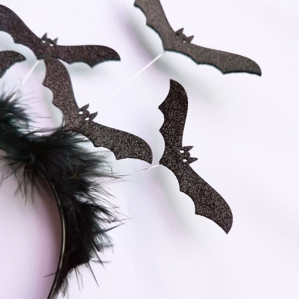 Halloween Devil Bat-hårbånd Halloween-hårbånd Realistisk Cosplay-kostume-hårbånd til Halloween maskeradedekoration（Sort）