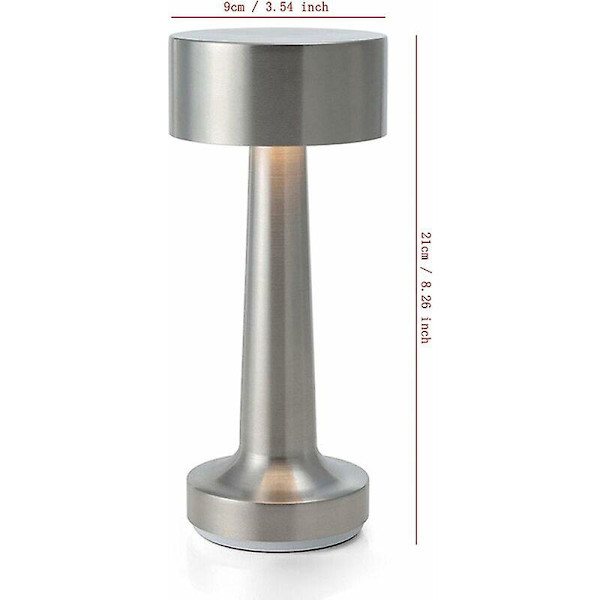 Sladdlös bärbar touch-bordslampa, 3W LED-integrerat ljus på 3000K varm färg, dimbar och laddningsbart batteri, kompatibel med nattduksbord, soffbord