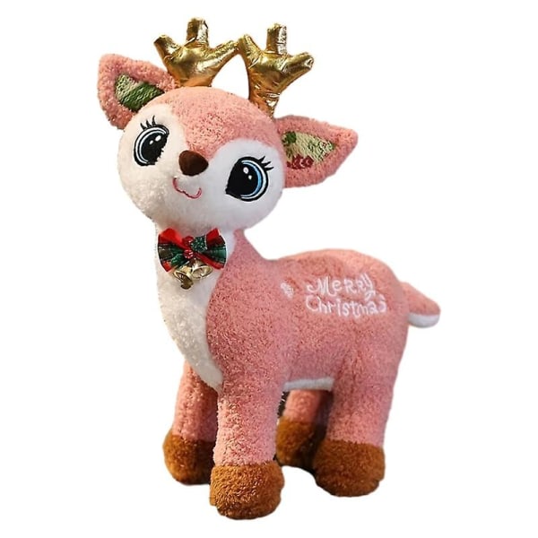 Christmas Elg Dukke Plysj Leke Liten Reinsdyr Dukke Julaften Rag Doll Julegave for barn til jenter (rosa)