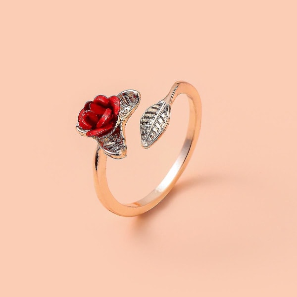 2 stk Rose Flower Finger Ring Justerbar Åpen Rose Ring For Kvinner Jenter (rose Gull)