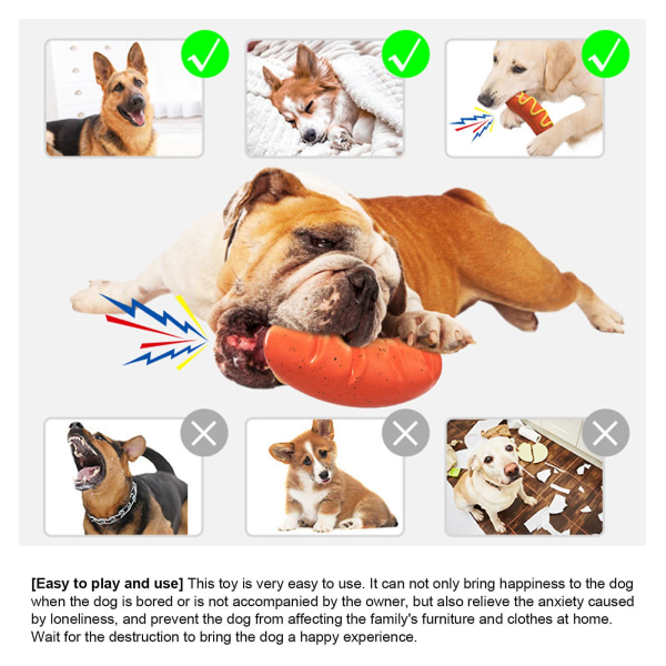 1 stk Pet Products Sound Dog Bite Lim Slibepind Hot Dog Pølse Hundelegetøj