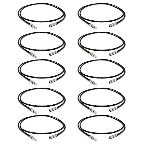 10 set svart flätad läderrem för män kvinnor DIY-hängetillbehör 16''-21''（41 cm lång）