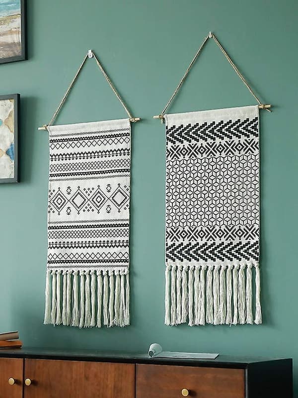 Makramé Vävda Väggbonader, Väggkonst Boho Chic Bohemisk Heminredning Geometrisk Konstdekor Boho Bakgrund