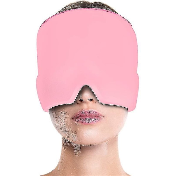 Päänsärkyä/migreeniä lievittävä pääpantahattu Monikäyttöinen joustava kylmäkompressihuppu (vaaleanpunainen)