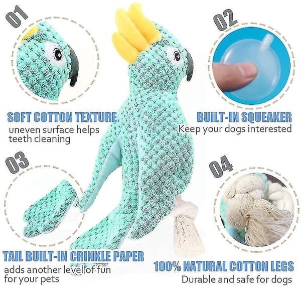 Fyllda hundplysch Crinkle & Squeaky hundleksaker