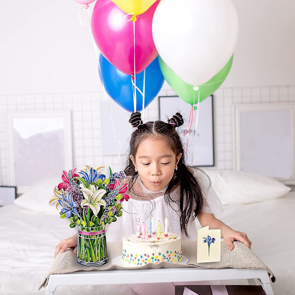 Pop Up-kort, 12 tum Livsstorlek Evighetsblombukett 3D Popup Gratulationskort Med Kort Och Kuvert (lilja)