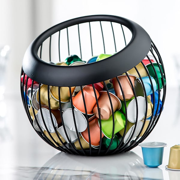 Kaffepodsbehållare Förvaringskorg Stor Kapacitet Rostfri Korrosionsbeständig Nespresso Kaffe Station Organizer（Kaffé）