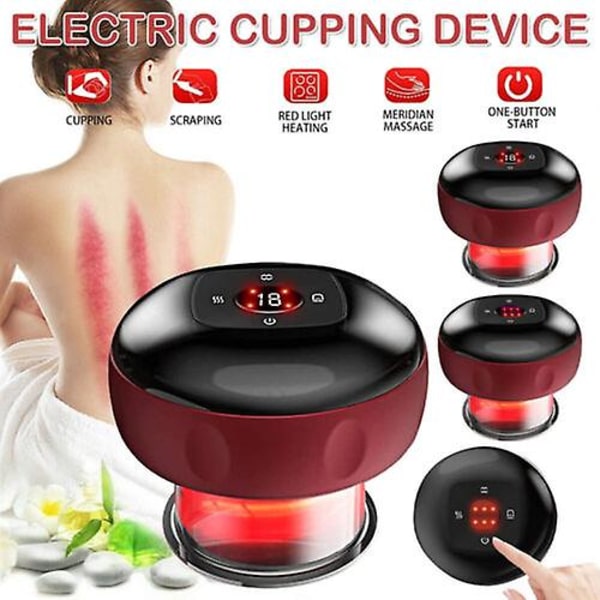 Justerbar Elektrisk Koppingterapi Massageapparat Usb Smart Guasha Skrabemaskine（Rød）