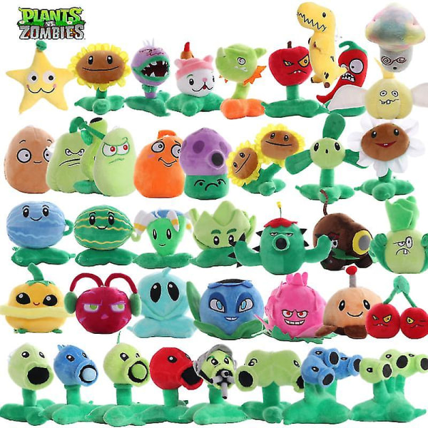 Nya Plants Vs Zombies 15-20cm Plyschleksaker Cartoon Anime Doll Peashooter Cherry Bomb Wall-nut Sunflower Squash Split Pea Barn Gåva