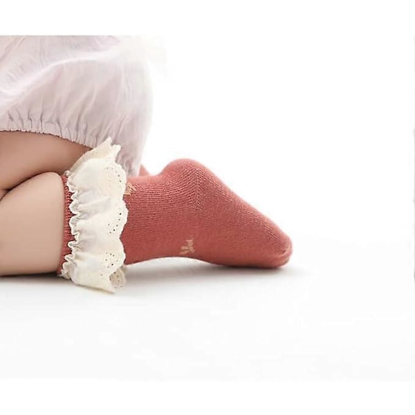 5 par Newborn - flickor Strumpor och Rosett Spädbarn Toddler Ankelstrumpor 6-12M