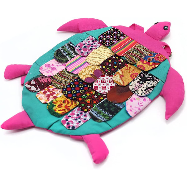 Söt Sköldpaddsryggsäck för Småbarn, Boho-Stil, Cartoon, Fritidsryggsäck för Pojkar och Flickor, Hippie Indie-Väska, Justerbar Rem (Rosa)