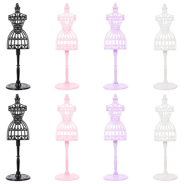 8 st Mini Dockkläder Stöd Mannequin Modell Full Klänning Stativ Dockkläder Mannequin
