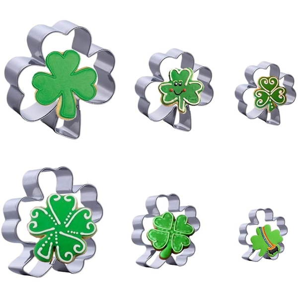 6 st kakformar Shamrock fyrklöverform