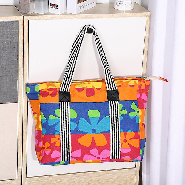 Farverig Canvas Taske Studerende Shopping Tote Canvas Taske Skulder Canvas Taske