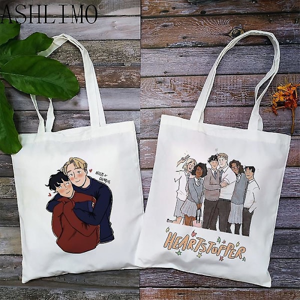 Handväska Heartstopper Hi Leaves Dam Shopper Väskor Canvas Väska Resväska College Retro Axelväska Stor Kapacitet Student Handväska